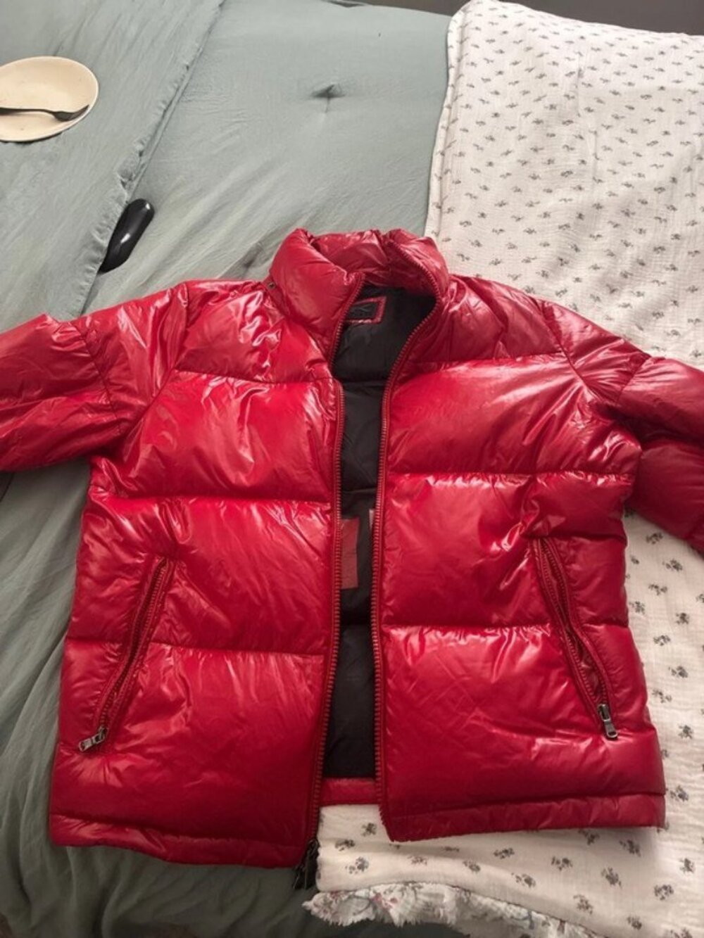 Red Glossy Puffer Jacket